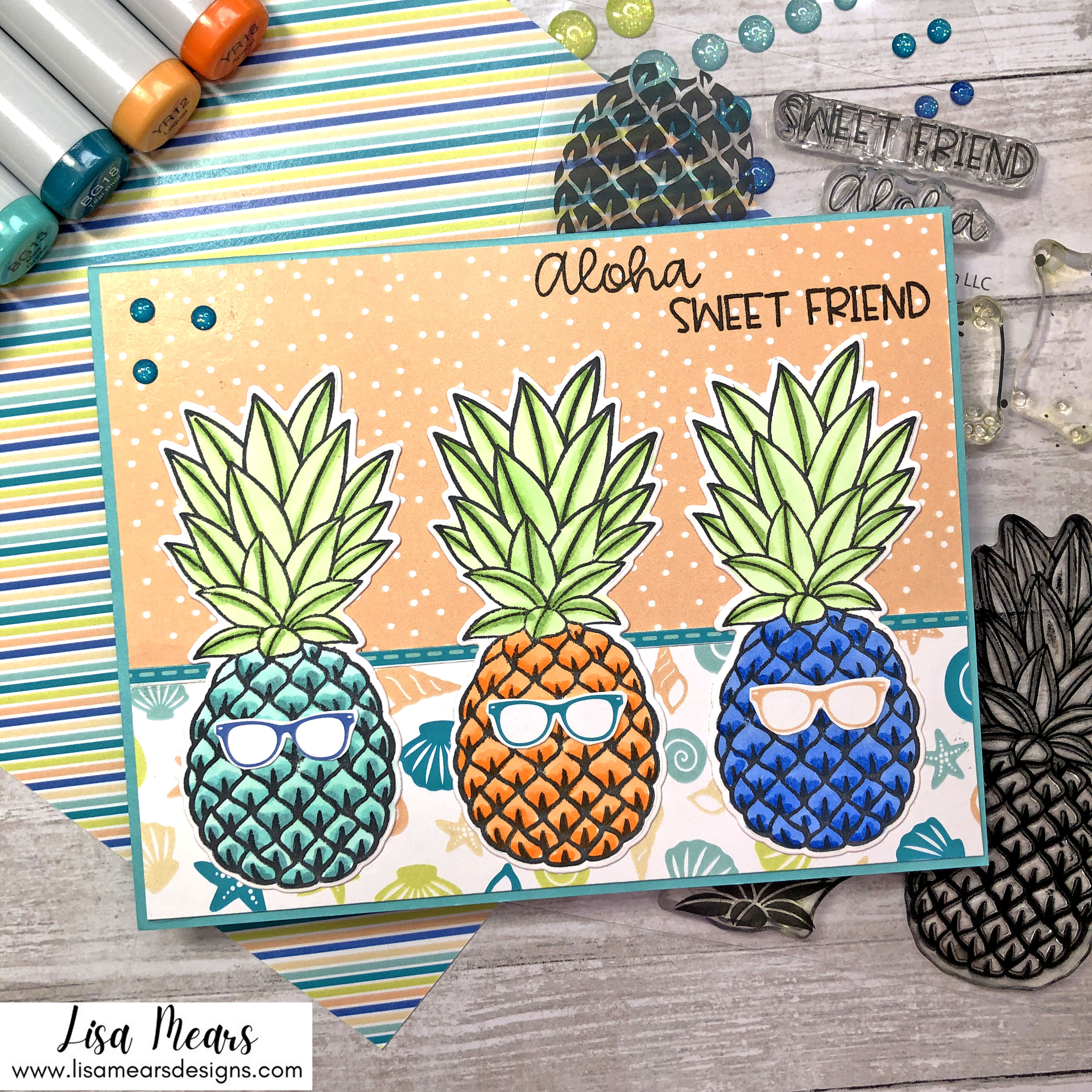 Pink and Main Sweet Friend Stamp Set - Pineapple Card