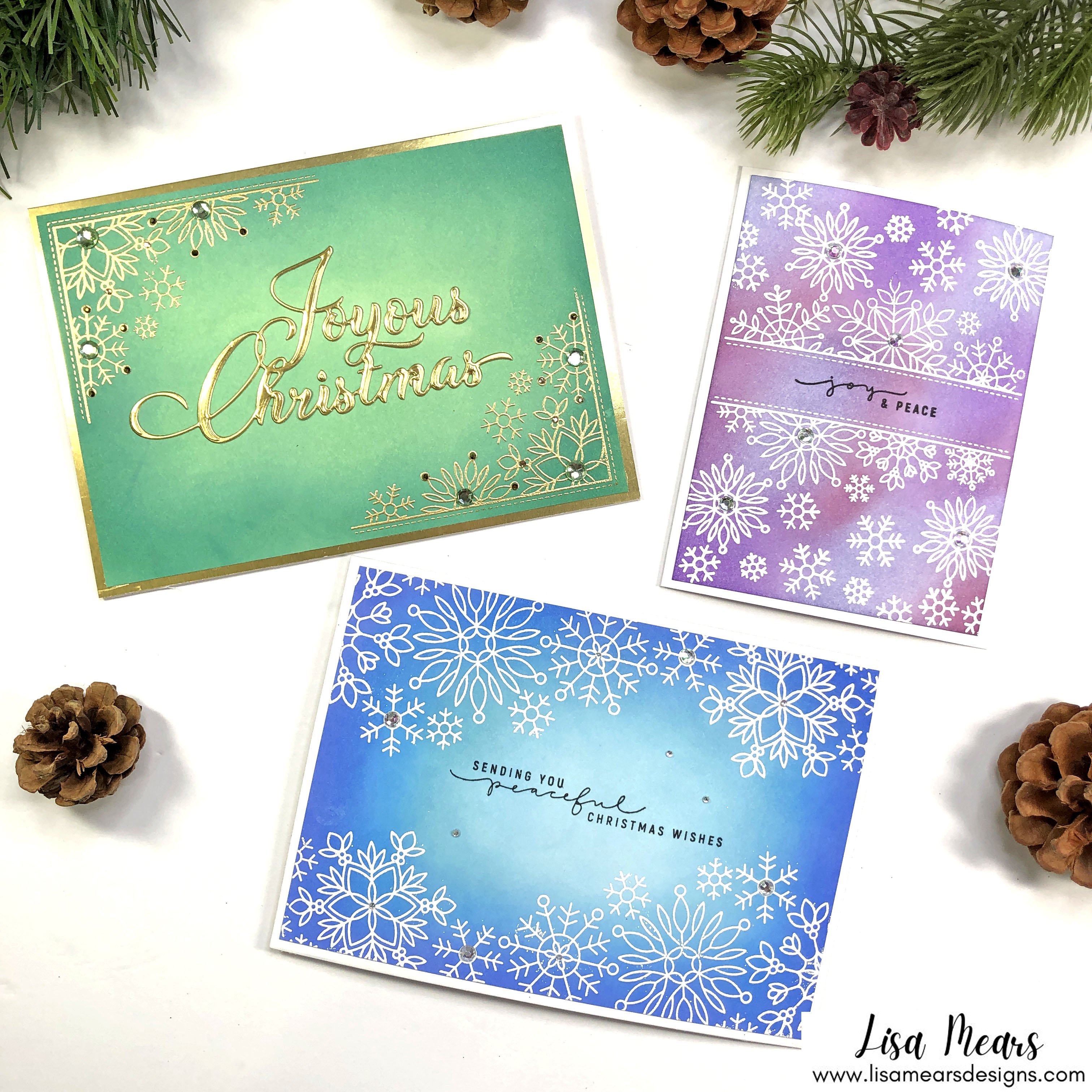 Simon Says Stamp - Peace of Earth Collection - Christmas Cards - Snowflake Edges