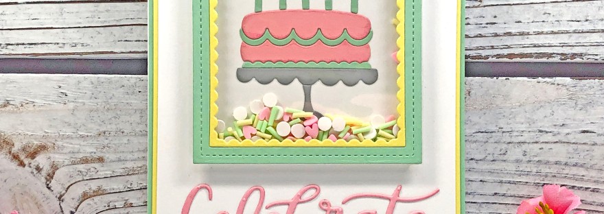 Party Cake Shaker Card - Pretty Pink Posh