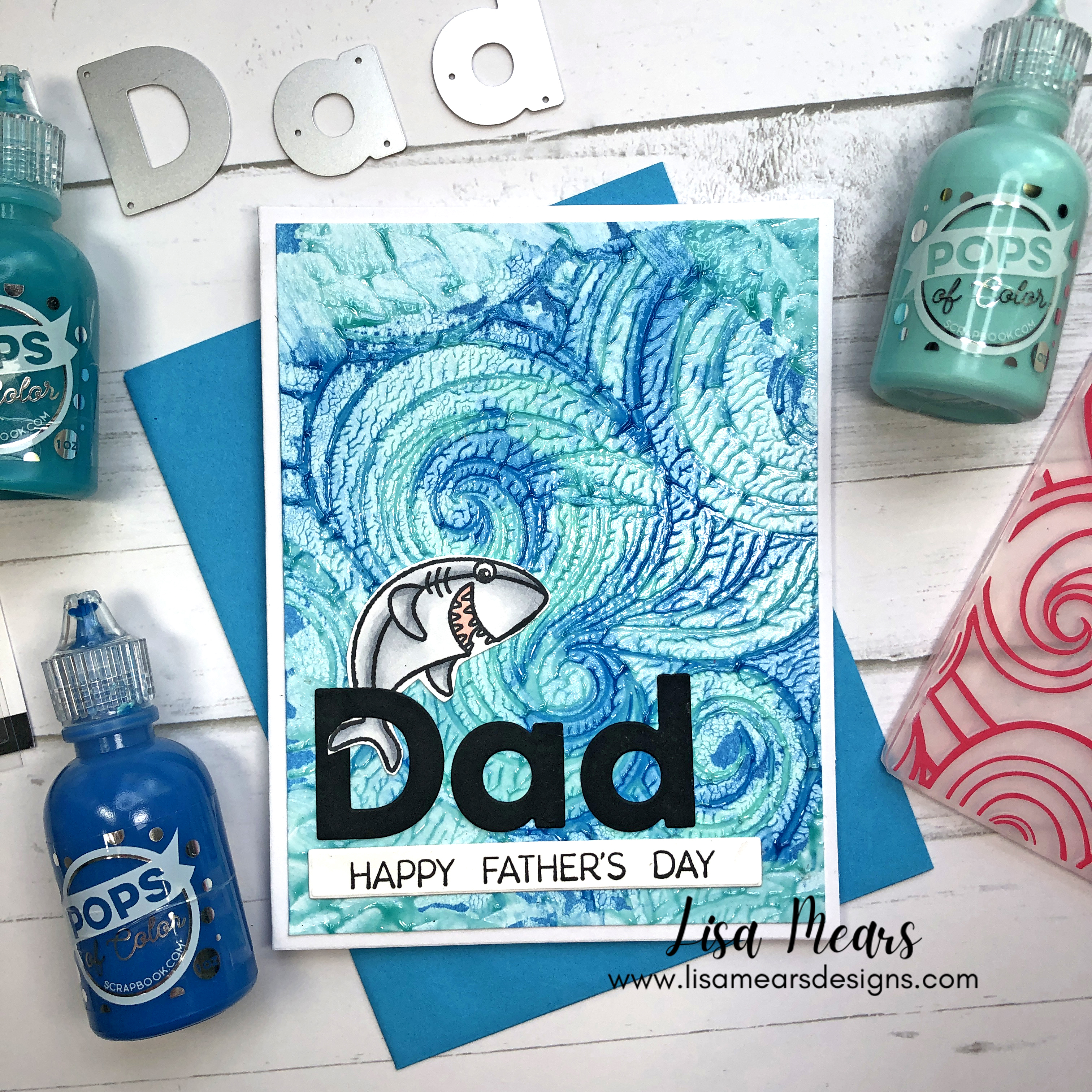 Scrapbook.com Pops of Color - Parade for Pops - Using Pops of Color in Various Ways | Father's Day Handmade Card | Dad Card with Shark