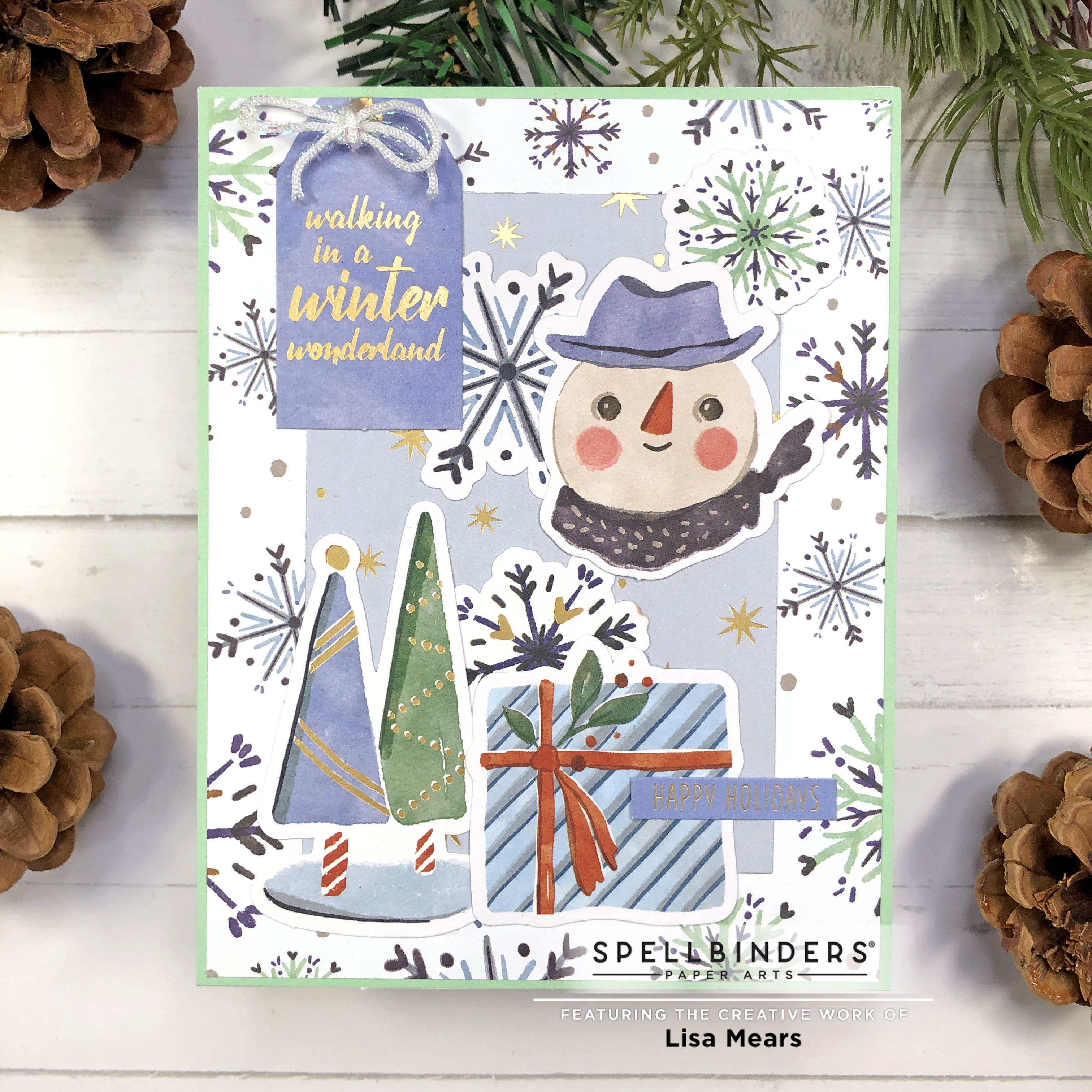 Spellbinders Winter Wonderland - Christmas Card with snowman and snowflakes