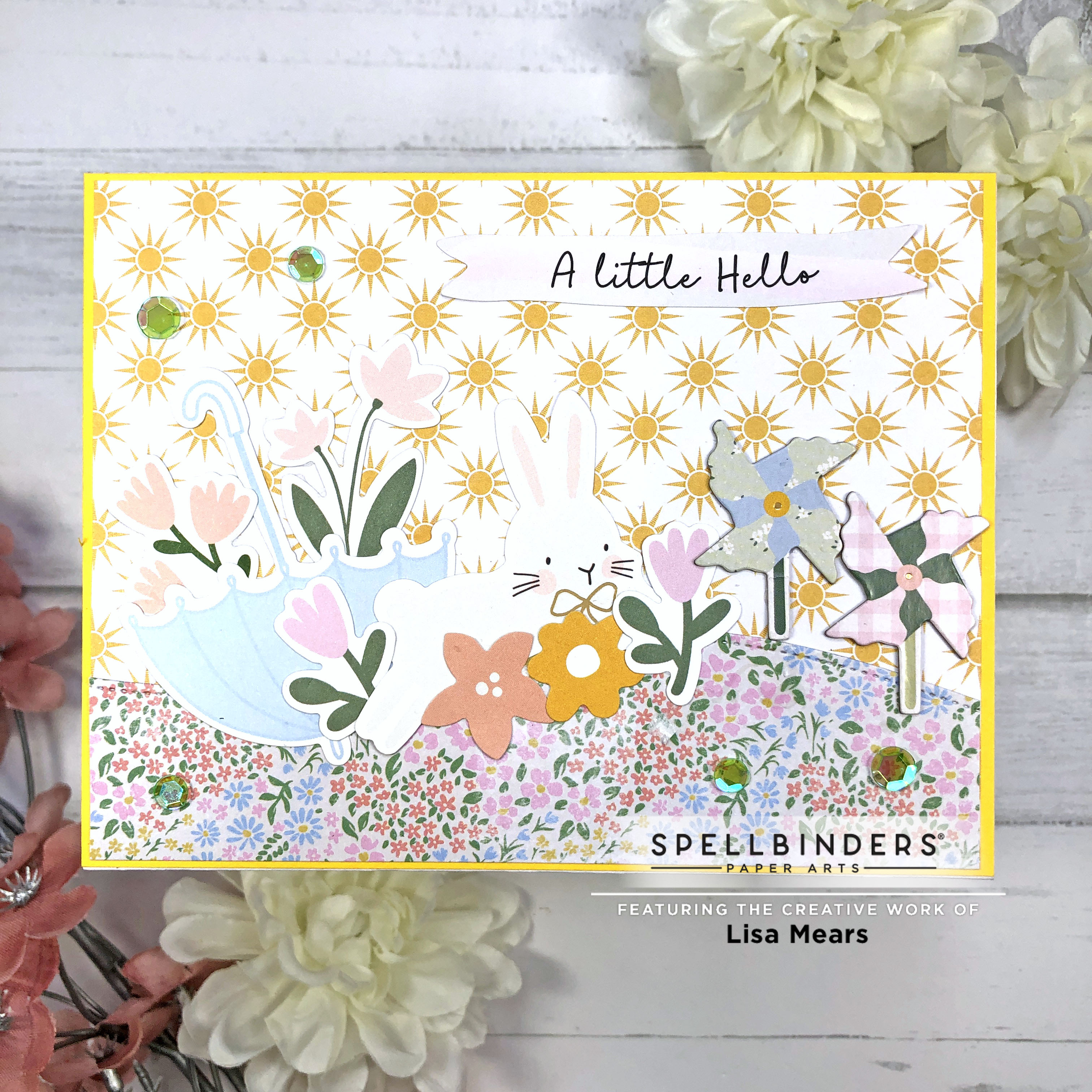 Spellbinders February 2023 Card Kit - Spring Delight - handmade card with ephemera | handmade card with bunny