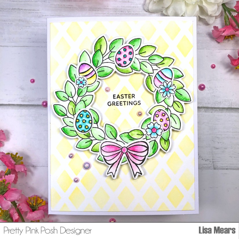 Leafy Spring Wreath Pretty Pink Posh | Easter Card
